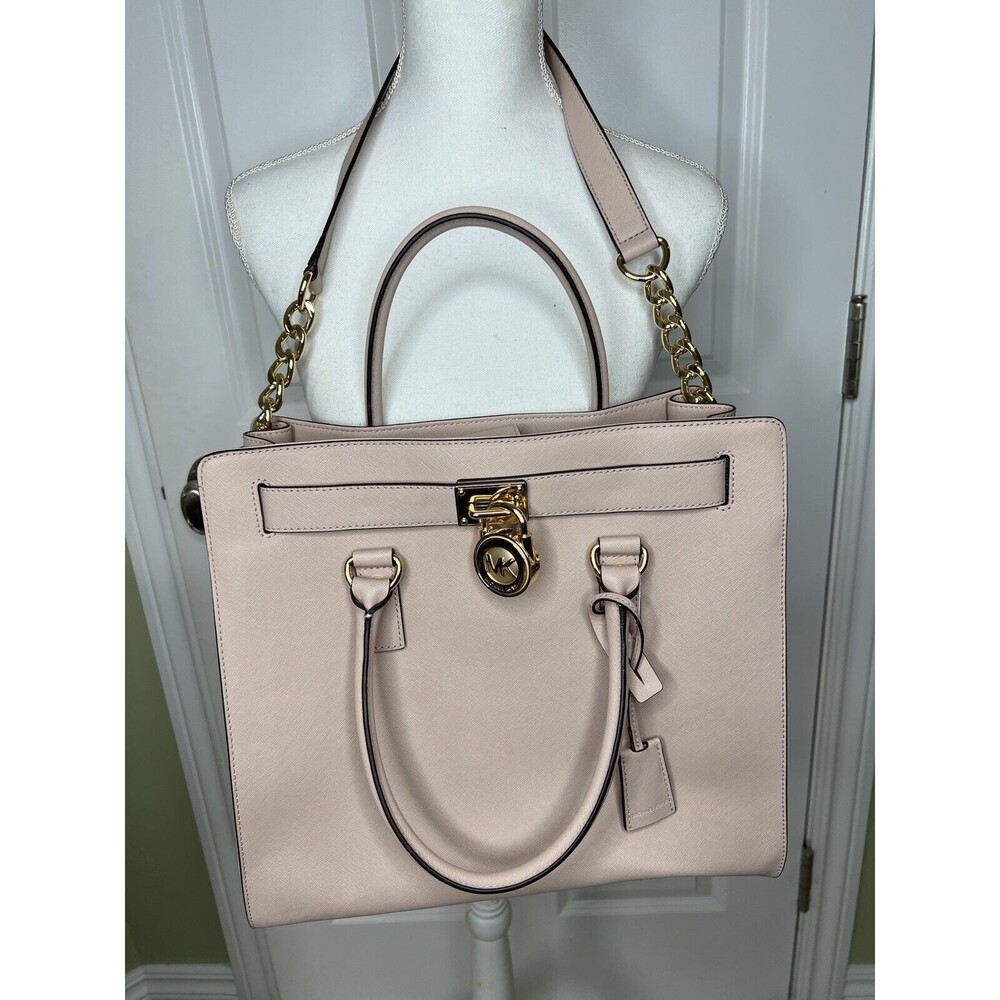 MICHAEL KORS Hamilton Traveler Large Tote Shoulder Bag Purse Pink Leather New